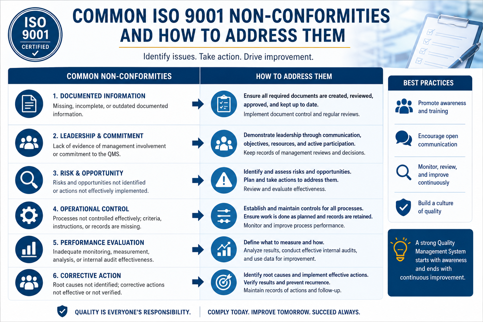 Common ISO 9001 Non-Conformities and How to Address Them